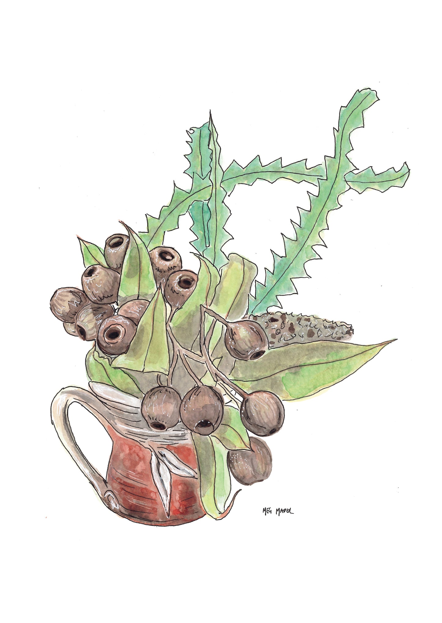 Gumnuts and Banksia Greeting Card