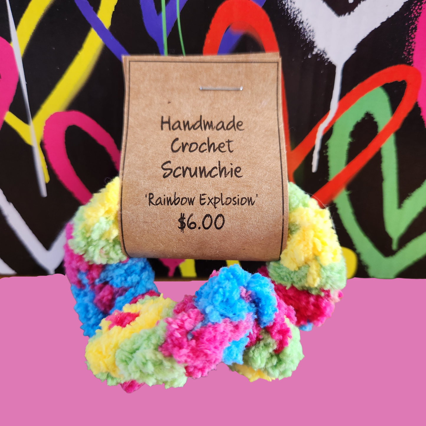 Crochet Scrunchie - 'Rainbow Explosion'