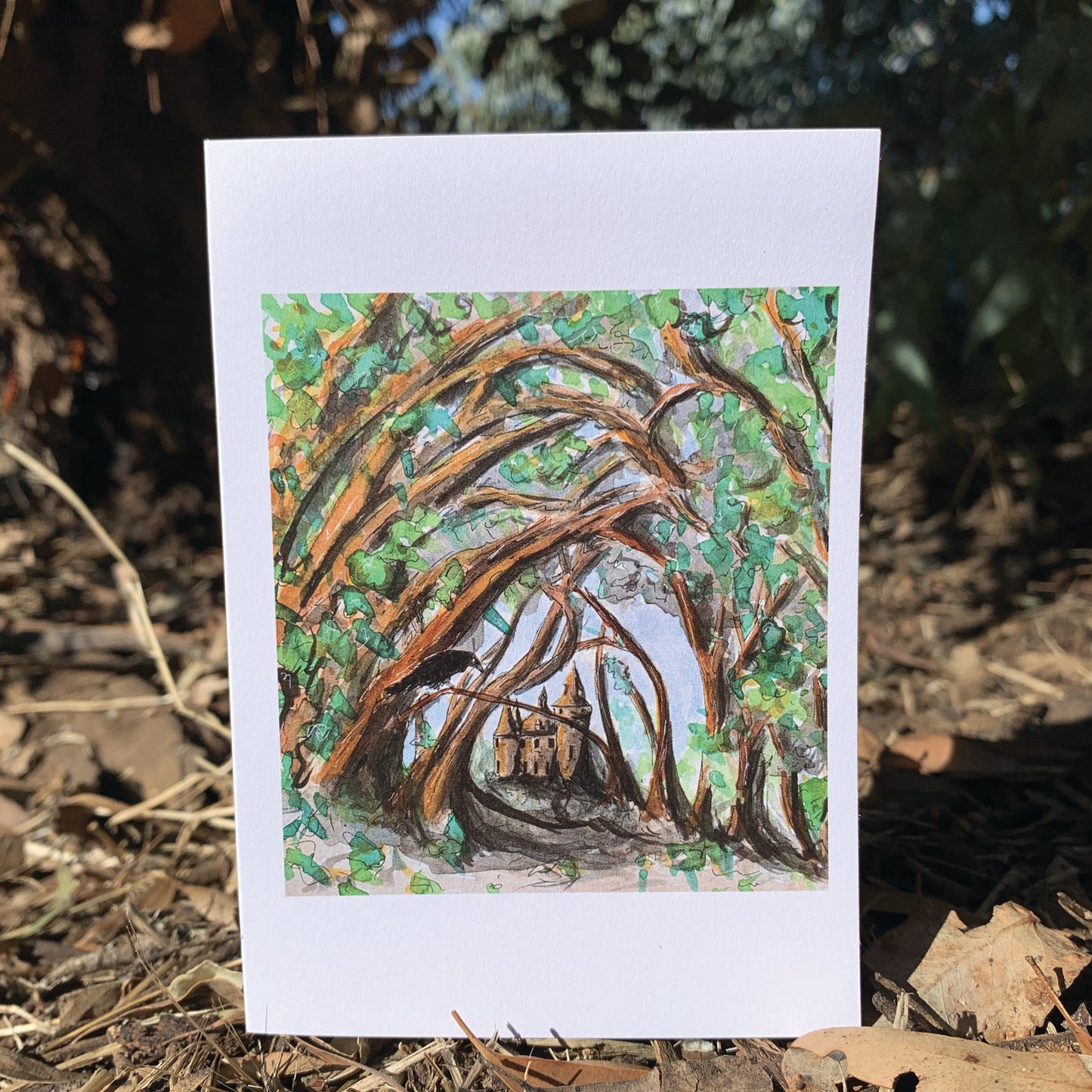 The Castle and the Raven Greeting Card