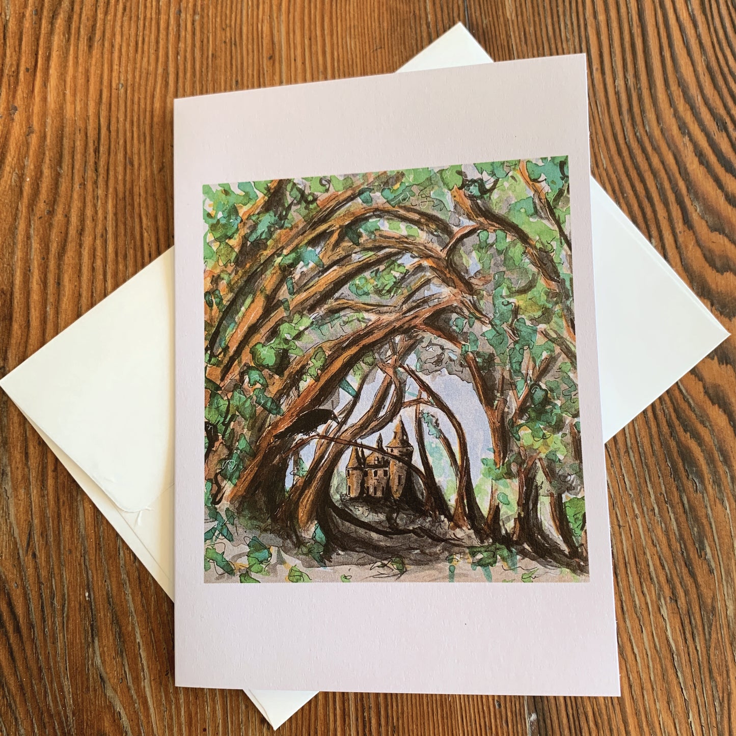 The Castle and the Raven Greeting Card