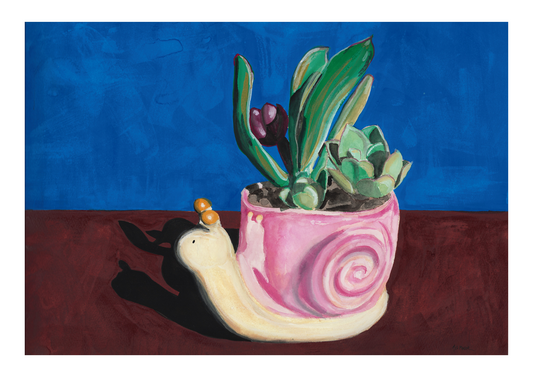 A3 Framed Print - Succulents in a Snail