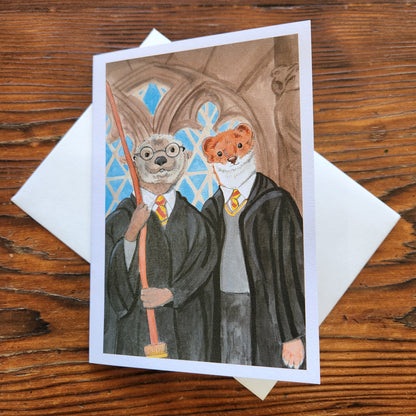 Harry Otter and Ron Weasel Augmented Reality Greeting Card