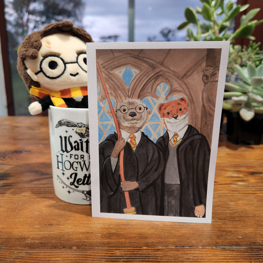 Harry Otter and Ron Weasel Augmented Reality Greeting Card