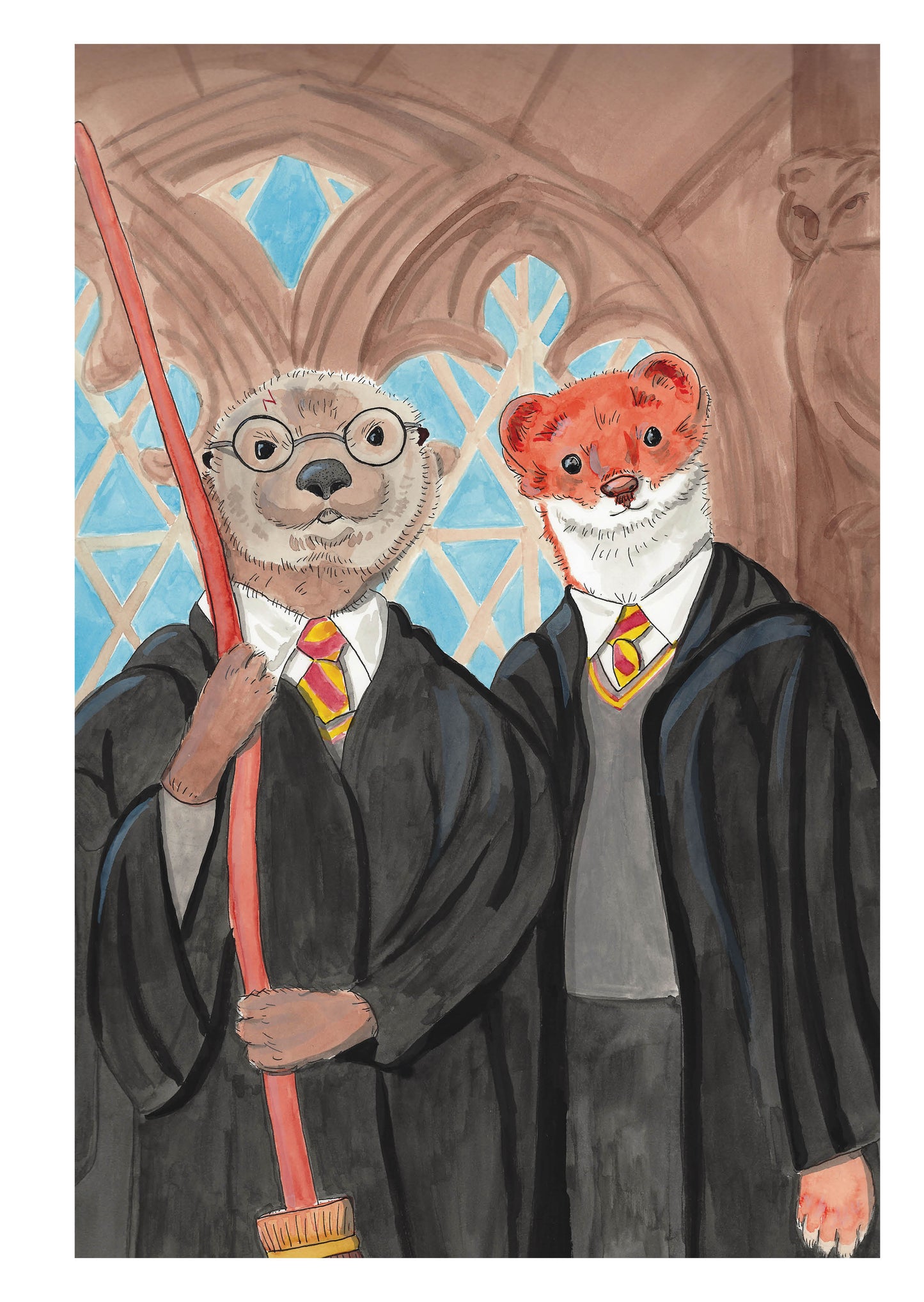 Harry Otter and Ron Weasel Augmented Reality Greeting Card