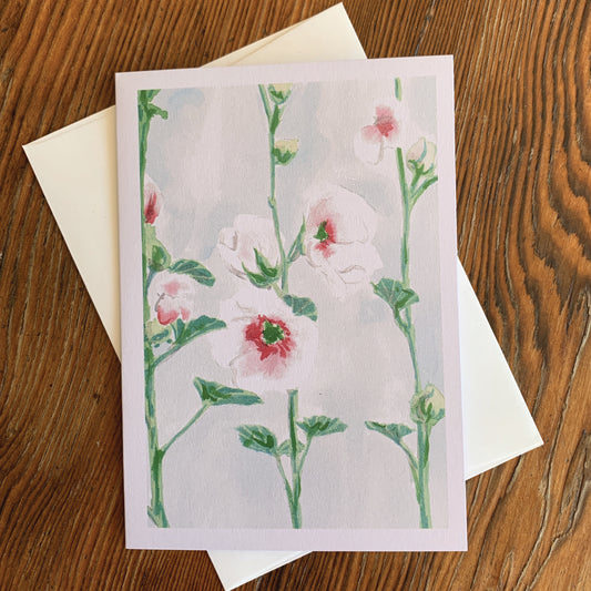 Hollyhocks Greeting Card