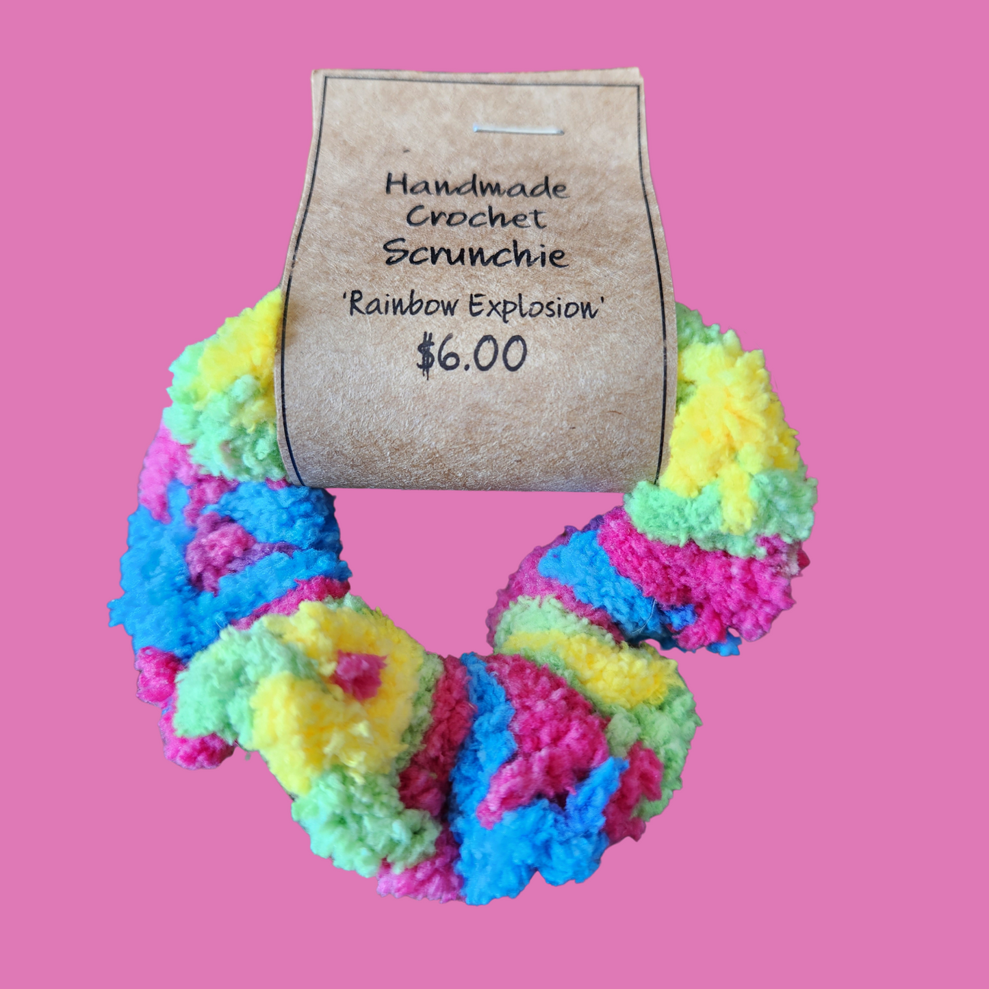 Crochet Scrunchie - 'Rainbow Explosion'