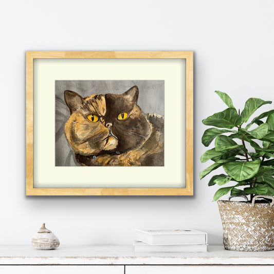 Small Single Pet Portrait Commission - Framed